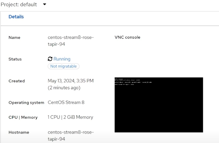 ocp - vm created