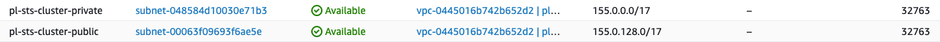 Newly created subnets